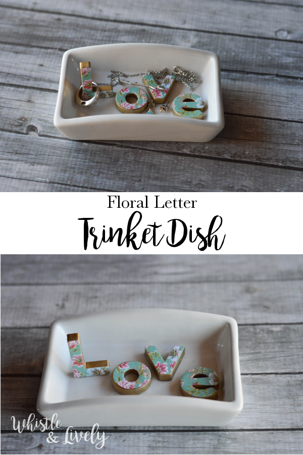 Floral Letter Trinket Dish - With just a few supplies, make this gorgeous trinket dish, perfect for your dresser. This project is for any skill level! 