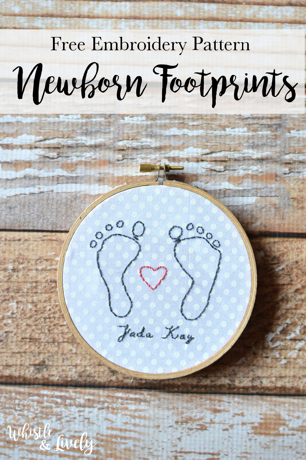 FREE Embroidery Pattern: Newborn Footprint Keepsakes - Turn those hospital footprint cards and turn them into this adorable (and easy) keepsake! 